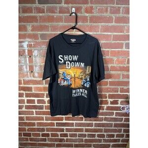 Vintage 90s Motorcycle Biker Shirt Show Down Winner Takes All USA Made Adult XL